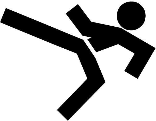 Symbol of man kicking vinyl sticker. Customize on line. Sports 085-1319